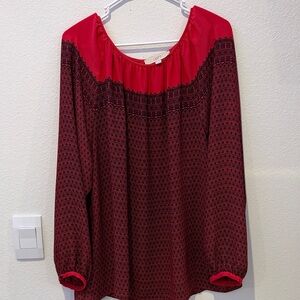 LOFT Women's Red and Black Blouse